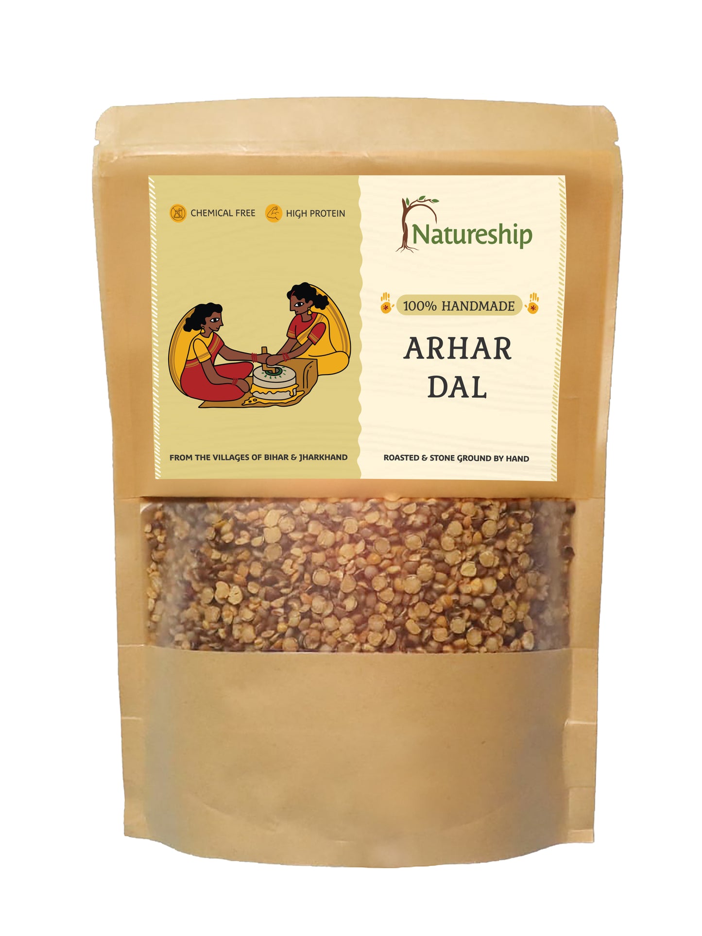 Arhar dal – | Roasted & Stone-Ground by Hand (45–60 Rotations/Hour) | Chemical free| High Protein| From Bihar & Jharkhand