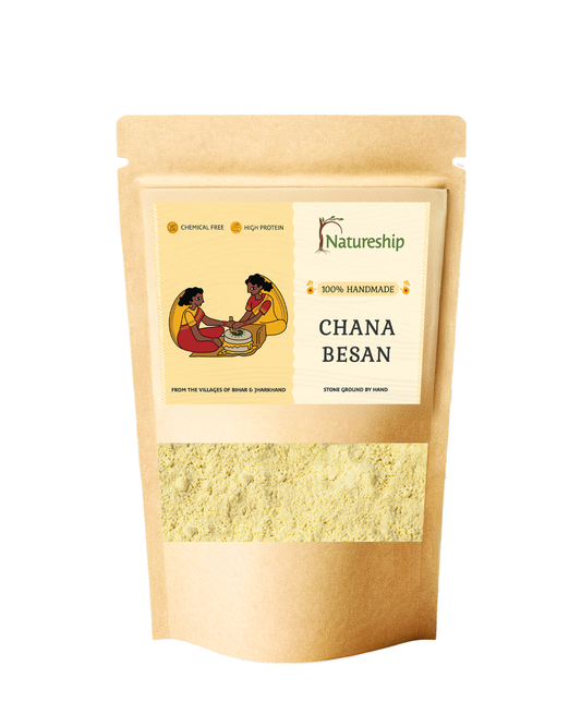 Chana besan – | Roasted & Stone-Ground by Hand (45–60 Rotations/Hour) | Chemical free| High Protein| From Bihar & Jharkhand