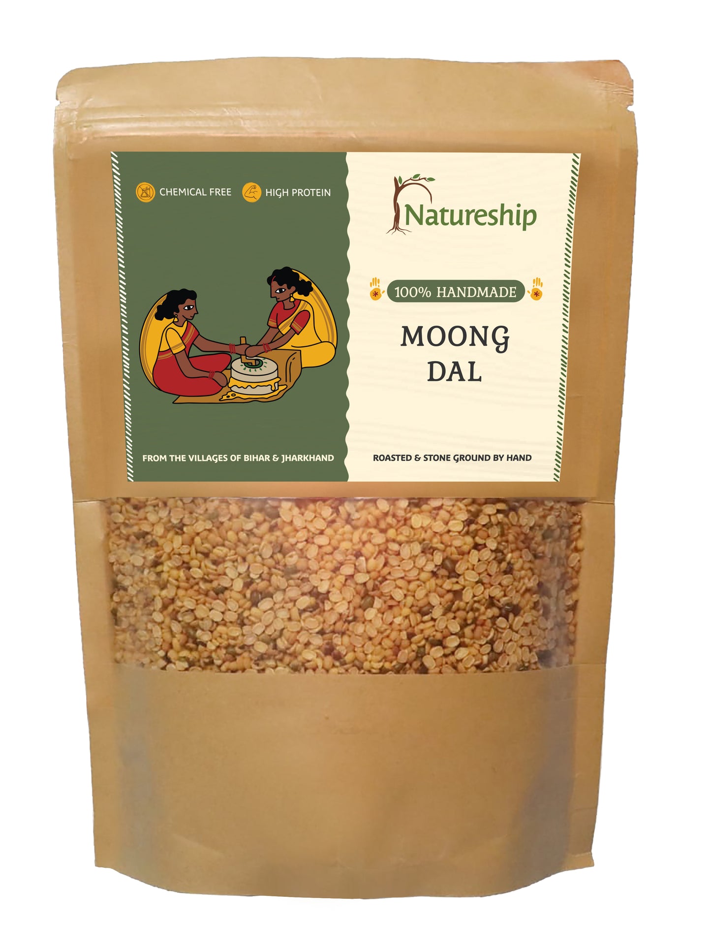 Moong dal – | Roasted & Stone-Ground by Hand (45–60 Rotations/Hour) | Chemical free| High Protein| From Bihar & Jharkhand