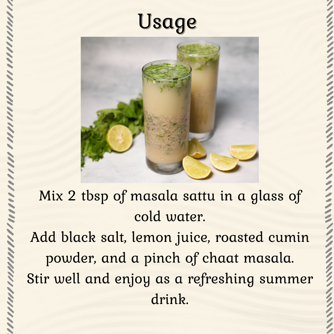 Masala Sattu Drink Mix – Chana-Based | Hand-Roasted | High Protein | Gluten Free | No Sugar | From Bihar & Jharkhand