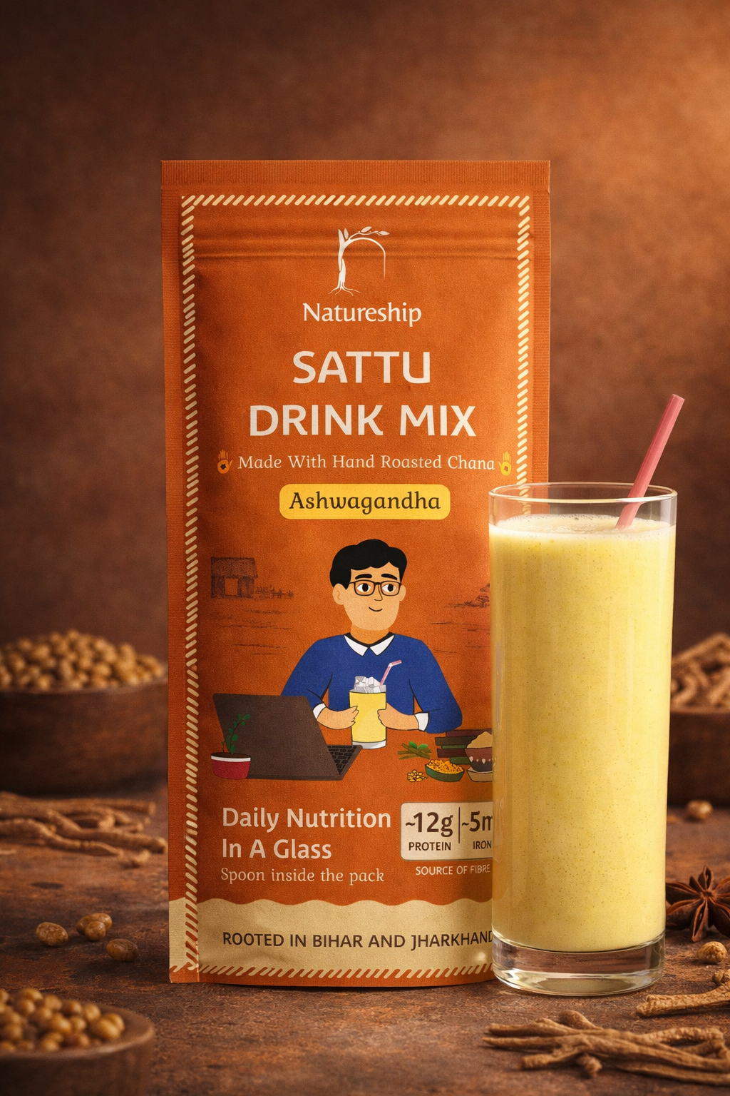 Everyday Health Drink - Hand Roasted Chana Sattu & Ashwagandha
