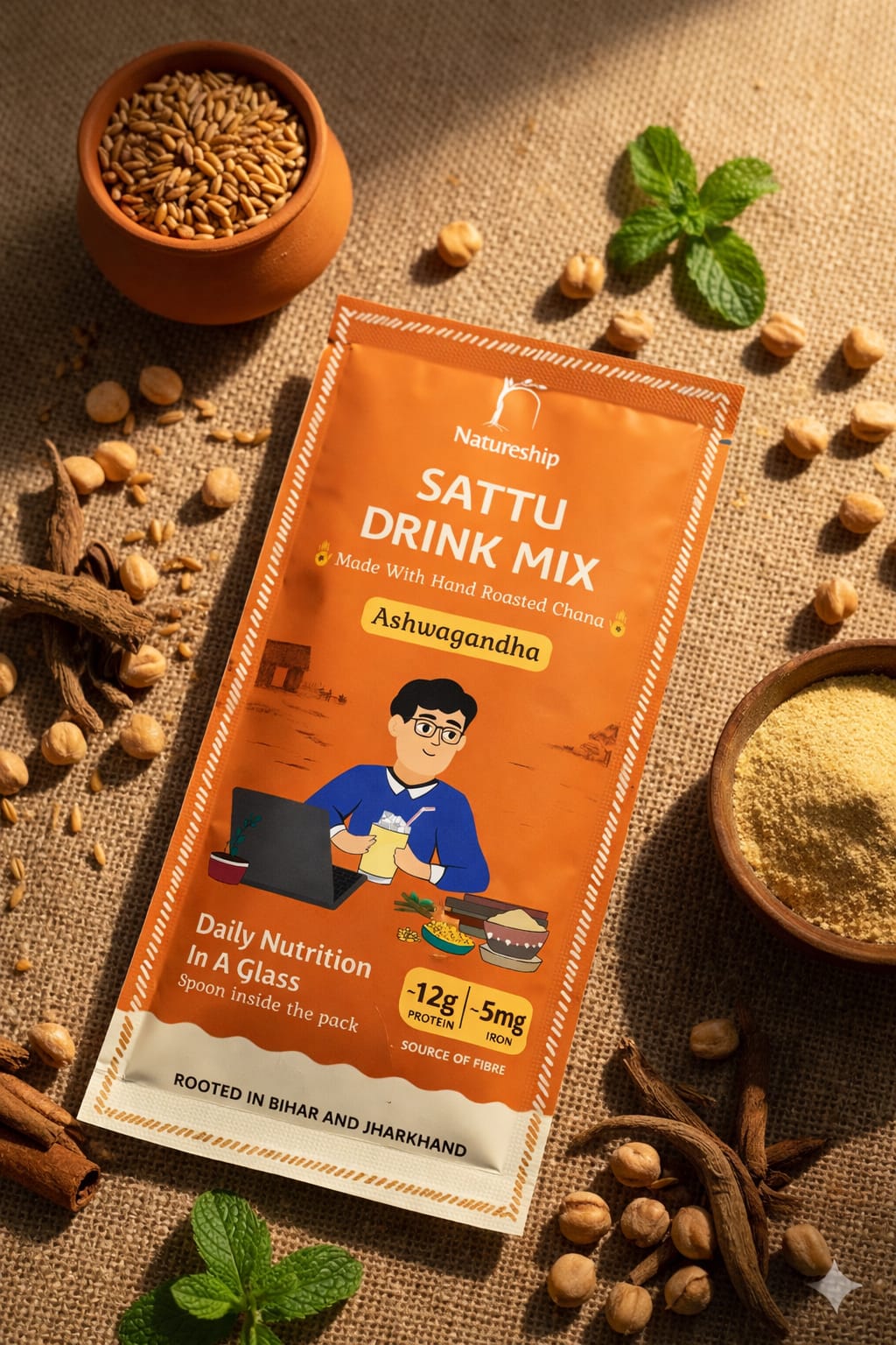 Everyday Health Drink - Hand Roasted Chana Sattu & Ashwagandha