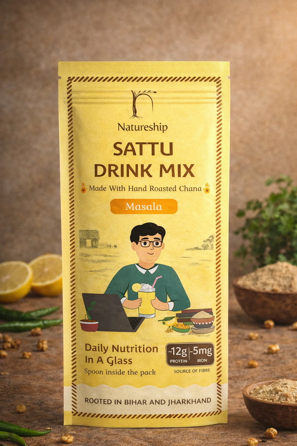 Everyday Health Drink - Hand Roasted Chana Sattu & Masala