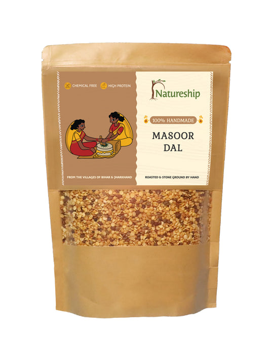 Masoor dal – | Roasted & Stone-Ground by Hand (45–60 Rotations/Hour) | Chemical free| High Protein| From Bihar & Jharkhand