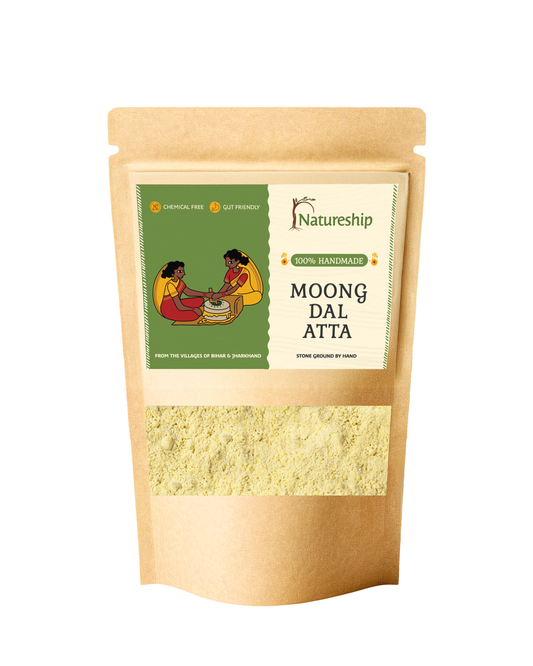 Moong dal flour – | Roasted & Stone-Ground by Hand (45–60 Rotations/Hour) | Chemical free| High Protein| From Bihar & Jharkhand