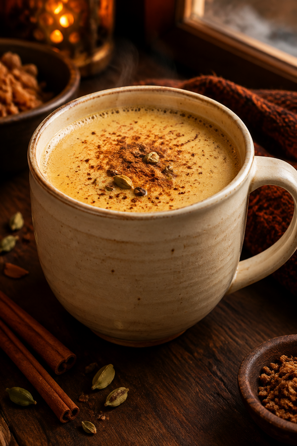 Warm Cinnamon Jaggery Milk